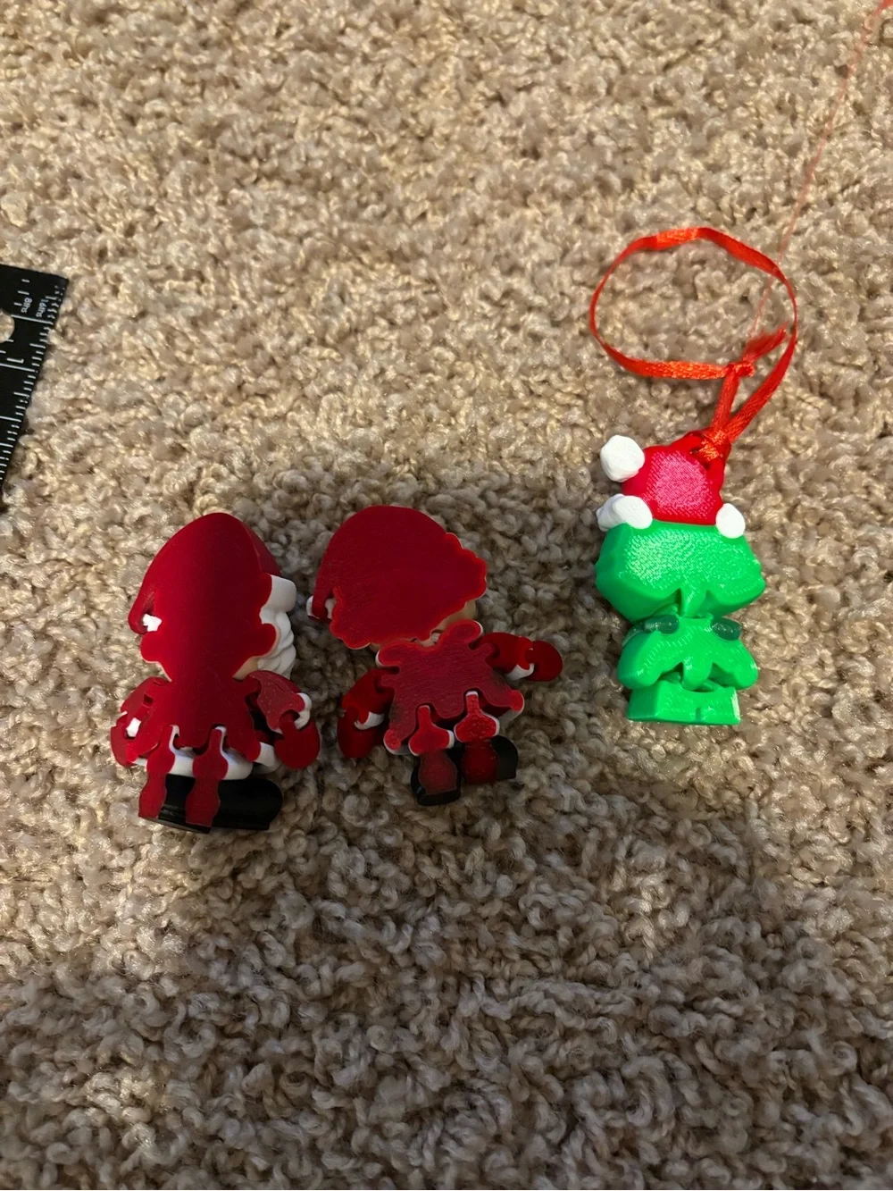 Set of 3 Holiday Santa & Green Character Figurines